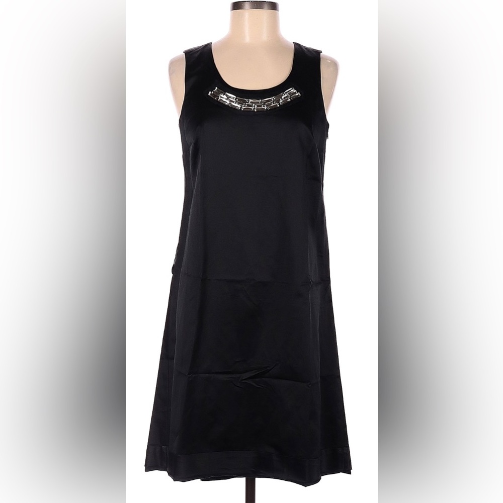 Vera Wang Lavender Label Black Shift Dress with Gem Neckline Size 10- Like New!